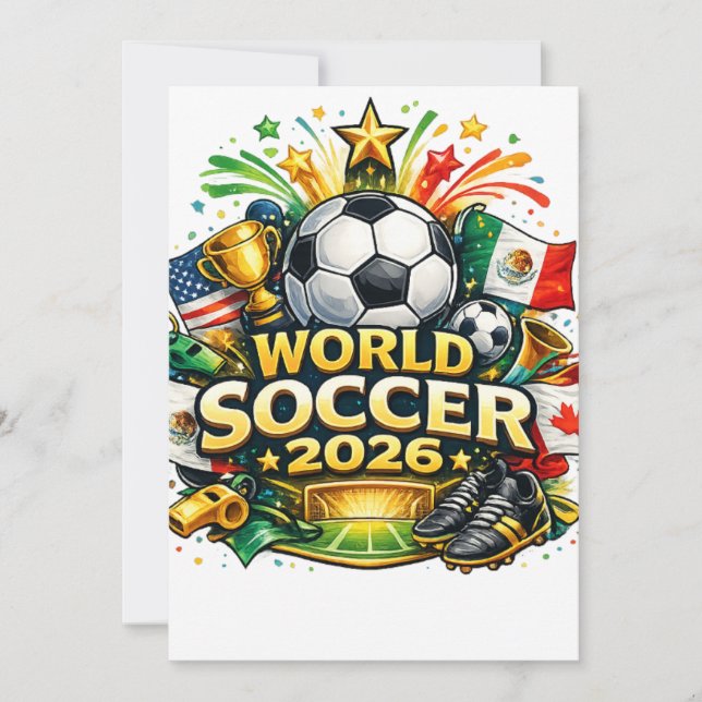 Convites Cartoon World Soccer 2026 T-Shirt Design – Fun Foo (Frente)