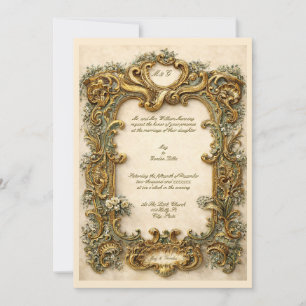 Convites Cartouche Elegante e Ornamentado no Estilo da Era