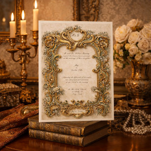 Convites Cartouche Elegante e Ornamentado no Estilo da Era 