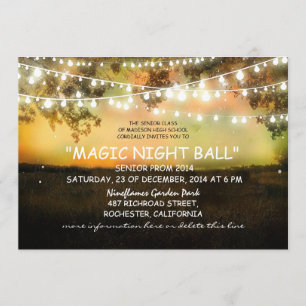 Convites cartucho de luzes noite de Baile de formatura rust