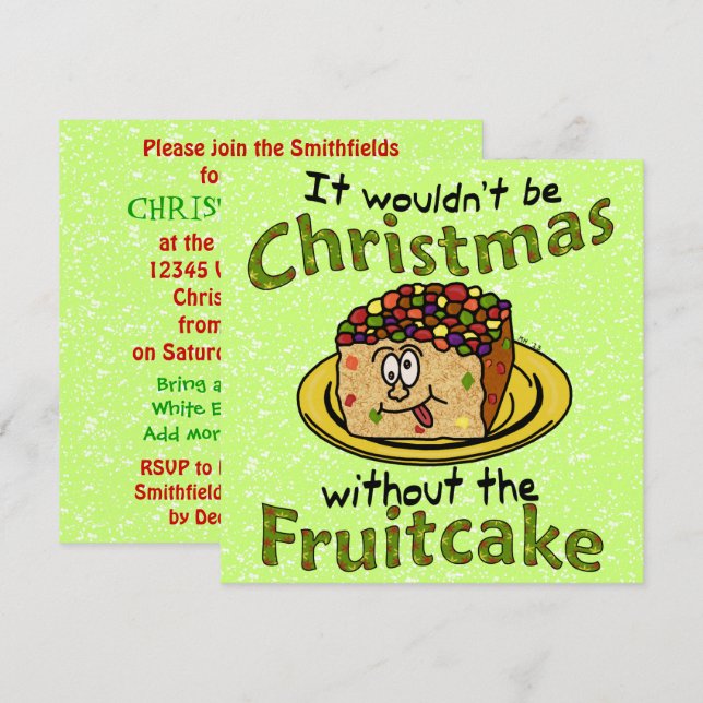Convites Cartum de Natal Engraçado Frutcake (Frente/Verso)