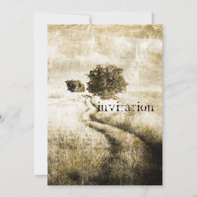 Convites Carvalho de fazenda rural de outono, estrada do oe (Frente)