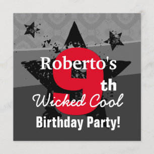 Convites Carvão vegetal do aniversário dos MIÚDOS Grunge