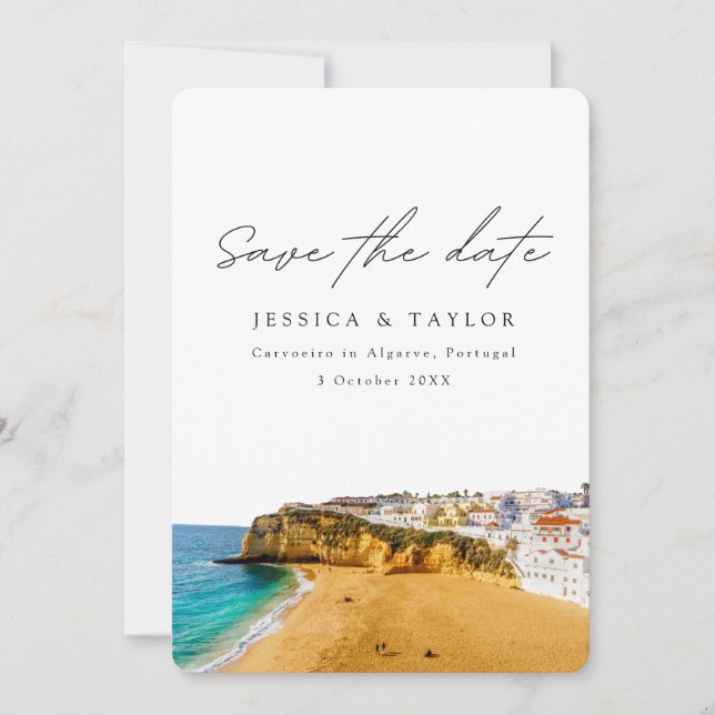 Convites Carvoeiro no Algarve Portugal Foto Salvar a Data (Frente)