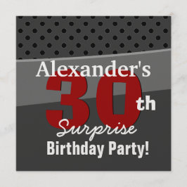 Convites Carvões de Aniversário Surpresa de 30 e Red Modern