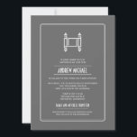 Convites Carvões Simples Torah Bar Mitzvah<br><div class="desc">Uma imagem gráfica de Torah faz uma imagem impressionante neste convite exclusivo do Bar Mitzvah. Um fundo de cinza de carvão compensa um painel retangular arredondado contendo texto de convite personalizado. O reverso destaca o nome do filho do Bar Mitzvah, a data do evento e o texto extra que pode...</div>
