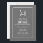 Convites Carvões Simples Torah Bar Mitzvah<br><div class="desc">Uma imagem gráfica de Torah faz uma imagem impressionante neste convite exclusivo do Bar Mitzvah. Um fundo de cinza de carvão compensa um painel retangular arredondado contendo texto de convite personalizado. O reverso destaca o nome do filho do Bar Mitzvah, a data do evento e o texto extra que pode...</div>