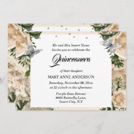 Convites Carvota-prata elegante rosa quinceanera