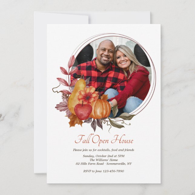 Convites Casa Aberta com Foto do Círculo de Outono (Frente)