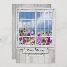 Convites CASA ABERTA, CONVITE, Janela Rústica/Caixa Flor