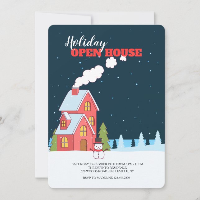 Convites Casa aberta da noite clara do inverno (Frente)