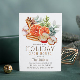 Convites Casa Aberta de Feriado de Aquarela Floral com Frut