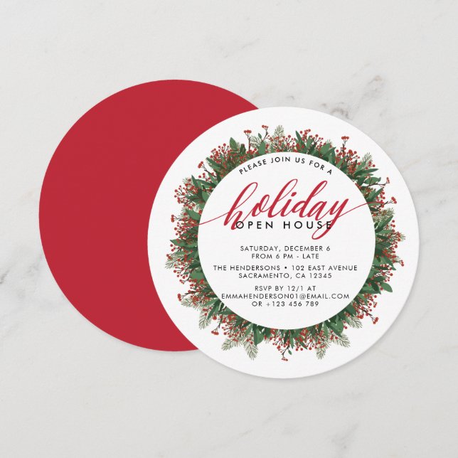 Convites Casa Aberta de Festas Festivas das Berries Winter  (Frente/Verso)