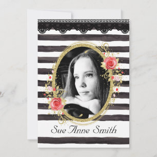 Convites Casa Aberta de Graduação de Fotos em Preto e Branc