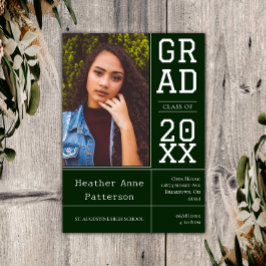 Convites Casa Aberta de Graduação de Fotos | Emerald Green