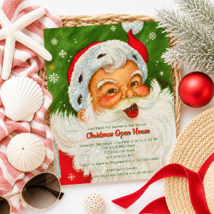Convites Casa Aberta de Natal ao Estilo Vintage Santa