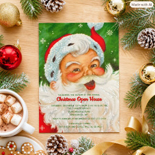 Convites Casa Aberta de Natal ao Estilo Vintage Santa