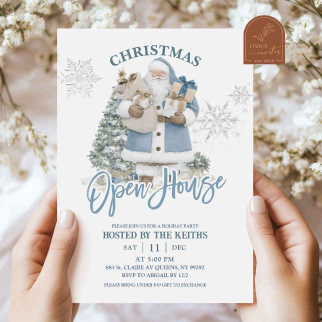 Convites Casa Aberta de Natal de Inverno Azul (Criador carregado)