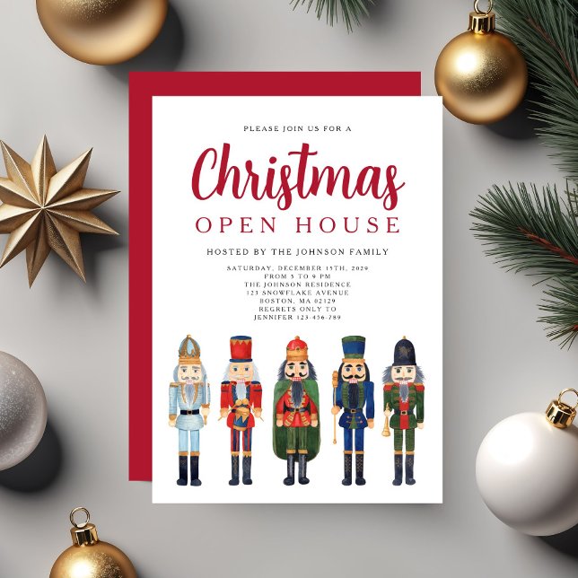 Convites Casa Aberta de Natal do Red Nutcracker (Red Nutcracker Christmas Open House Invitation)
