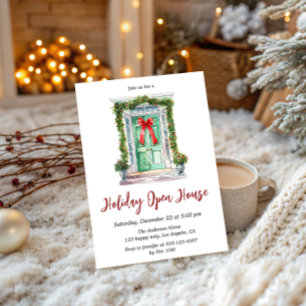 Convites Casa Aberta de Natal em Aquarela Elegante