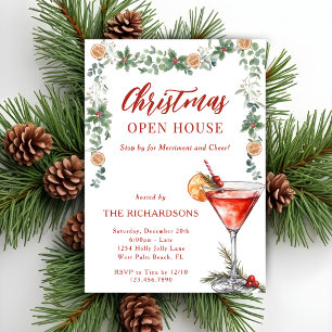 Convites Casa Aberta de Natal Martini Vermelho Alegria e Fe