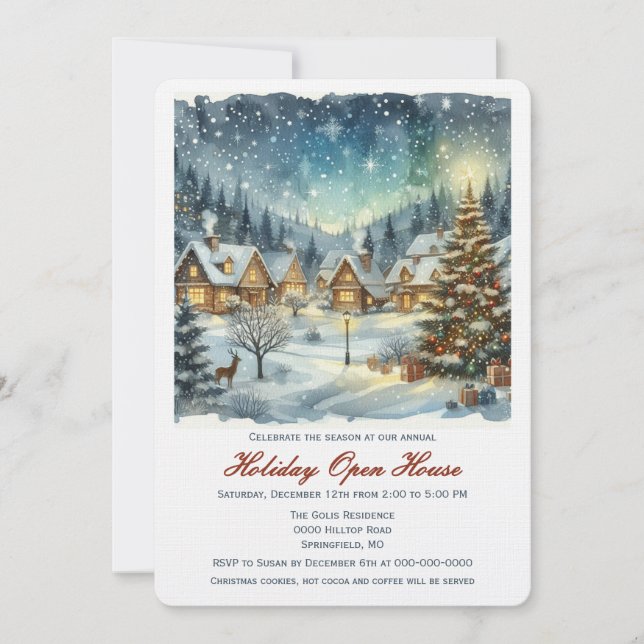 Convites Casa Aberta de Natal Winter Wonderland (Frente)
