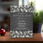 Convites Casa Aberta do Feriado Rustic Chalkboard MCM<br><div class="desc">Feliz Natal e Feliz ano novo Convide com um olhar moderno rústico. O fundo é um impressão de quadro com um padrão moderno de meio século de tendência. Perfeito para qualquer casa aberta de Natal ou festa de cocktail de Natal.</div>