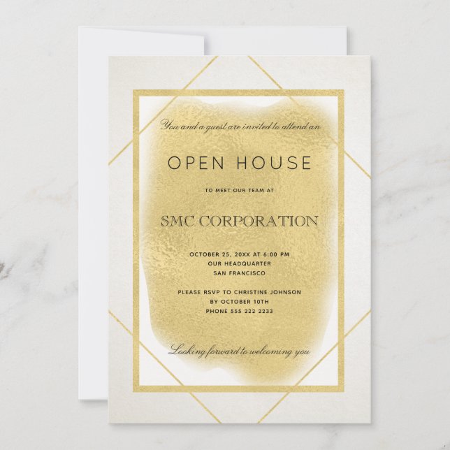 Convites Casa aberta formal de empresas de ouro branco (Frente)