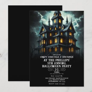 Convites Casa Assombrada Assustadora e Medonha Festa de Hal
