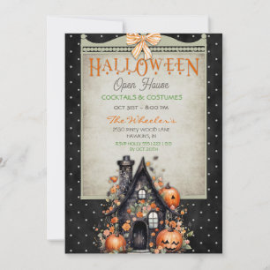 Convites Casa Assombrada de Halloween de Outono com Abóbora