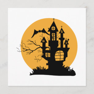 Convites Casa Assombrada de Laranja e Preto no Halloween