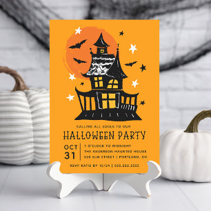 Convites Casa Assombrada de Spooky com Festa de Halloween d