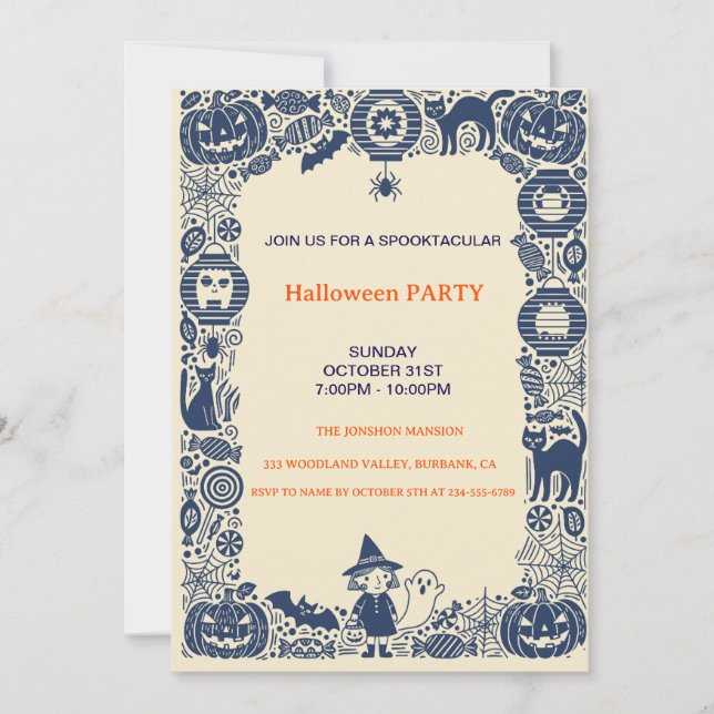 Convites Casa Assombrada Escura Espetacular de Halloween  (Frente)