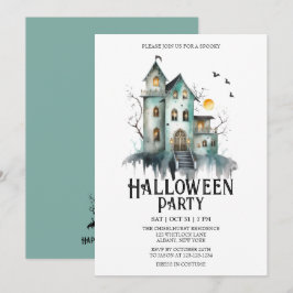 Convites Casa Assombrada Festa de Mint Halloween