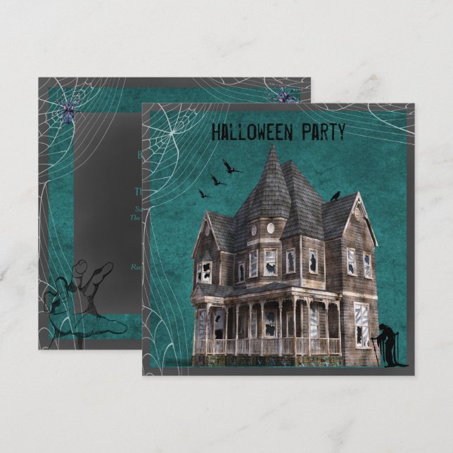 Convites Casa Assombrada Halloween (Frente/Verso)