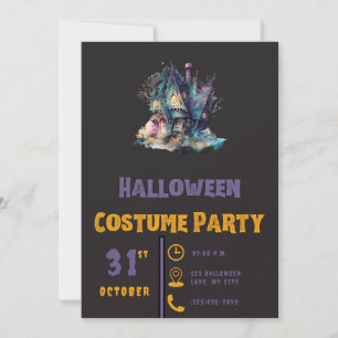 Convites Casa Assombrada Rosa Verde Moderno Preto Halloween