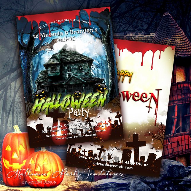 Convites Casa Assombrada Spooky e Festa de Halloween de Pum (Criador carregado)