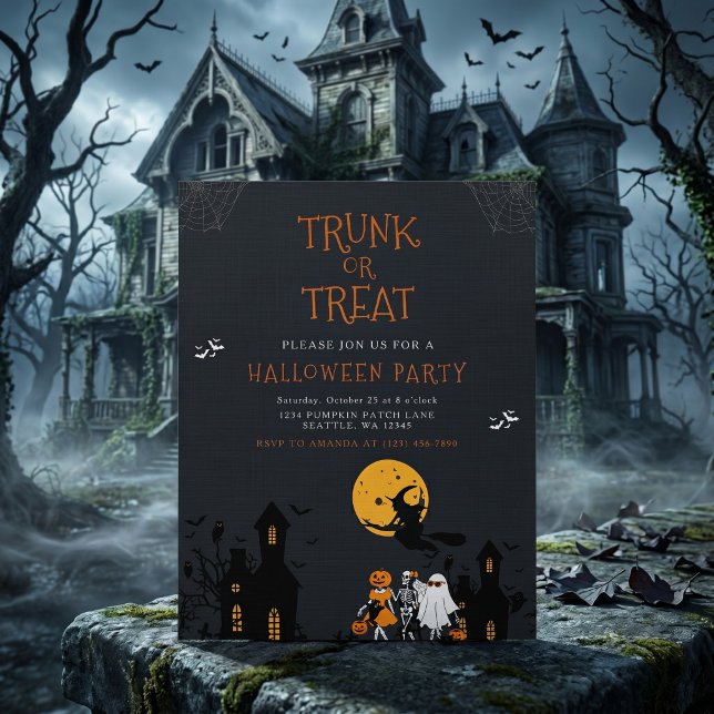 Convites Casa Assombrada Trunk or Treat Halloween (Criador carregado)