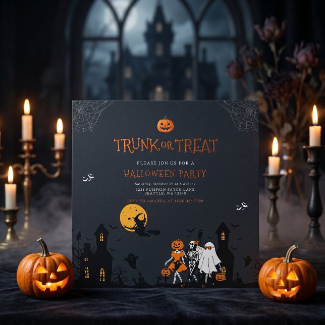Convites Casa Assombrada Trunk or Treat Halloween (Criador carregado)