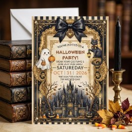 Convites Casa Assombrada Vintage Gótica de Halloween Assust