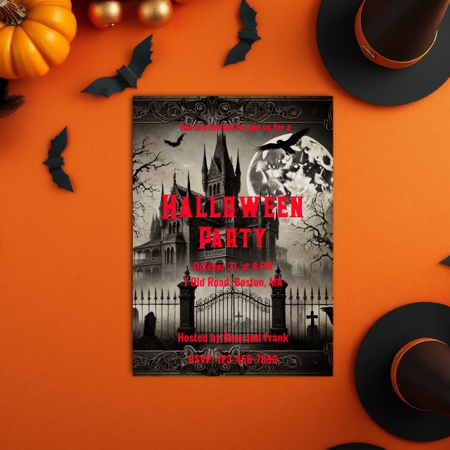 Convites Casa assombrada, vitoriana Vintage Halloween (Haunted House Victorian Vintage Halloween Party Invitation)