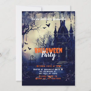 Convites Casa Assombrada Voando Morcegos Festa de Halloween
