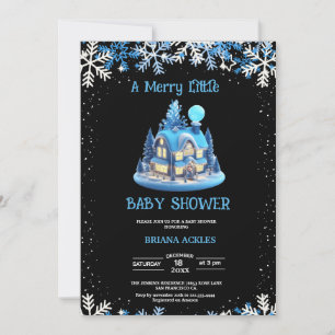 Convites Casa azul Baby Shower Merry Little Christmas