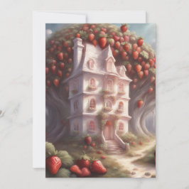 Convites Casa de bolo de morango e festa