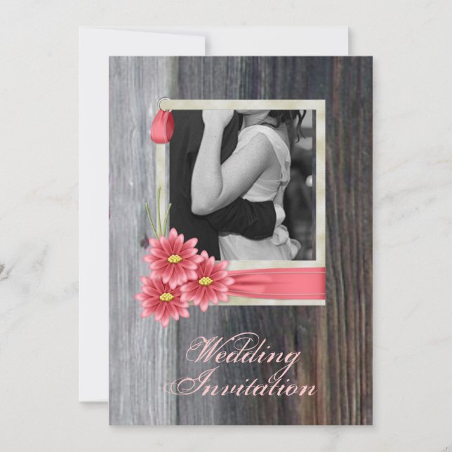 Convites casa de campo rústica daisy noiva oeste (Frente)