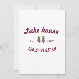 Convites Casa de lago etc. Data ano coordenadas personaliza