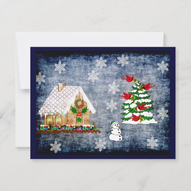 Convites Casa de pão-de-espécie na neve (Frente)