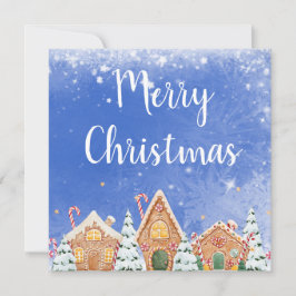 Convites Casa de Pão de Natal feliz com canas doces