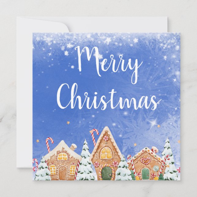 Convites Casa de Pão de Natal feliz com canas doces (Frente)