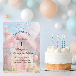 Convites Casa Mágica Caprichosa Rosa Aniversário de 1 ano